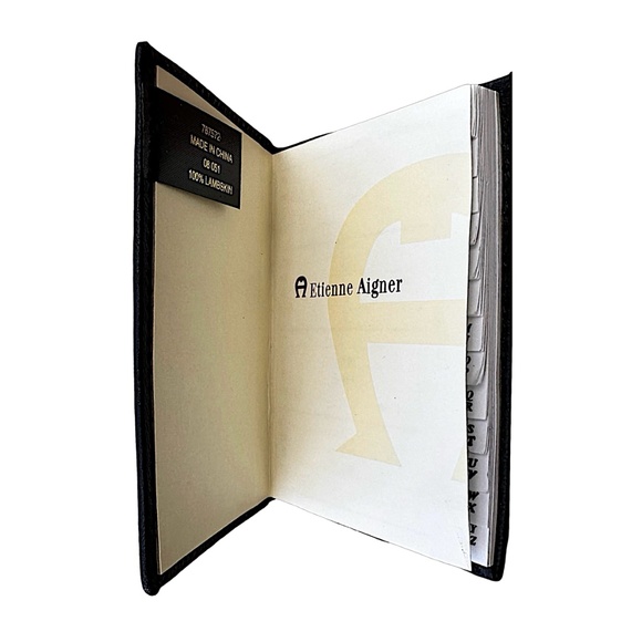 ETIENNE AIGNER Black Lambskin Mini Pocket Phone Book 2 1/2”x 3 3/4” - Picture 4 of 5